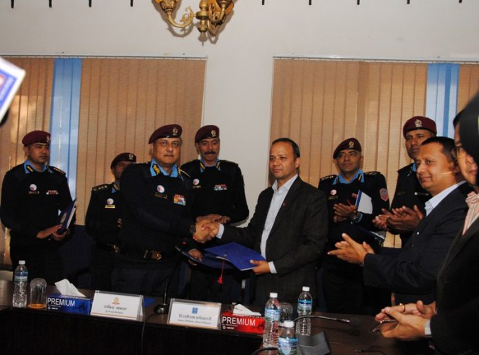 Football team of Nepal Police with Nepal Telecom