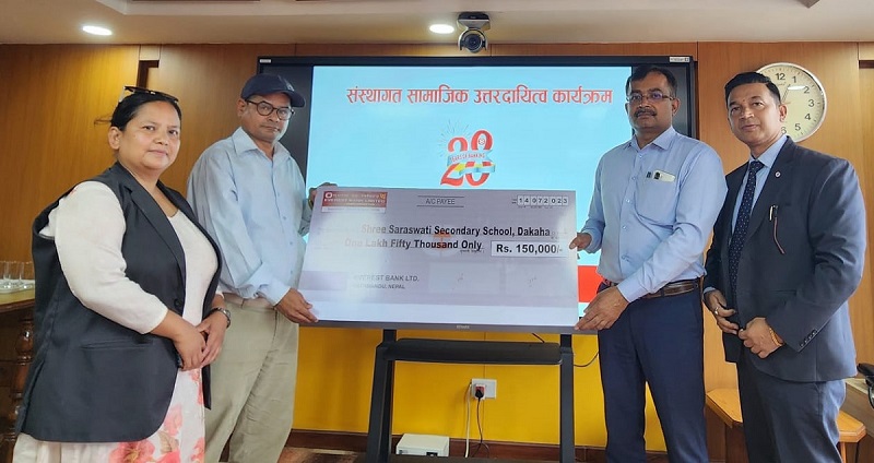Financial assistance to Saraswati Madhyamik Vidyalaya by Everest Bank