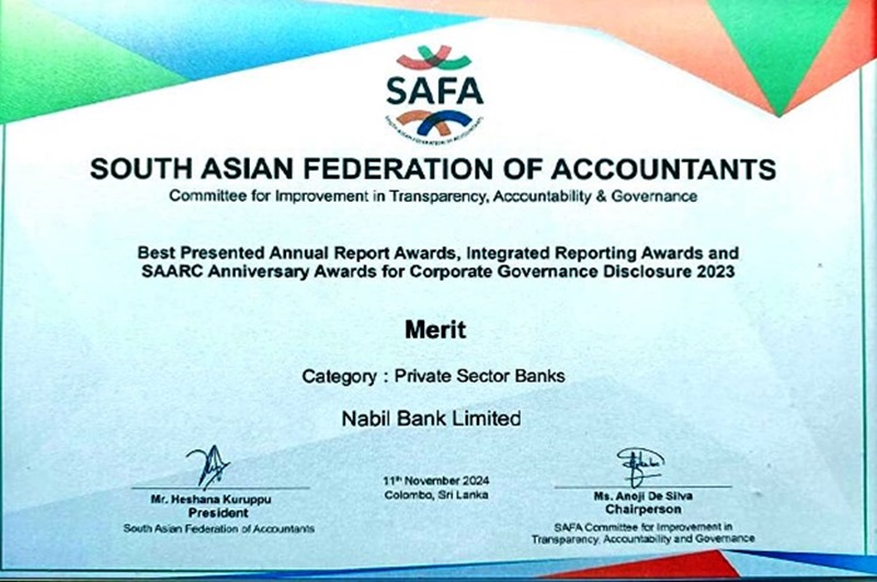 Nabil Bank SAFA Award