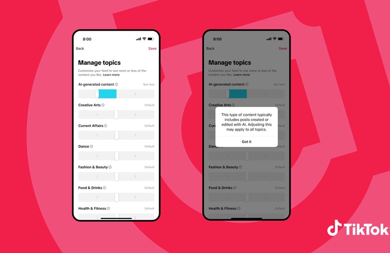 TikTok AI user control