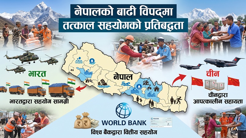 नेपालको बाढी विपद्मा भारत, चीन र विश्व बैंकद्वारा तत्काल सहयोगको प्रतिबद्धता