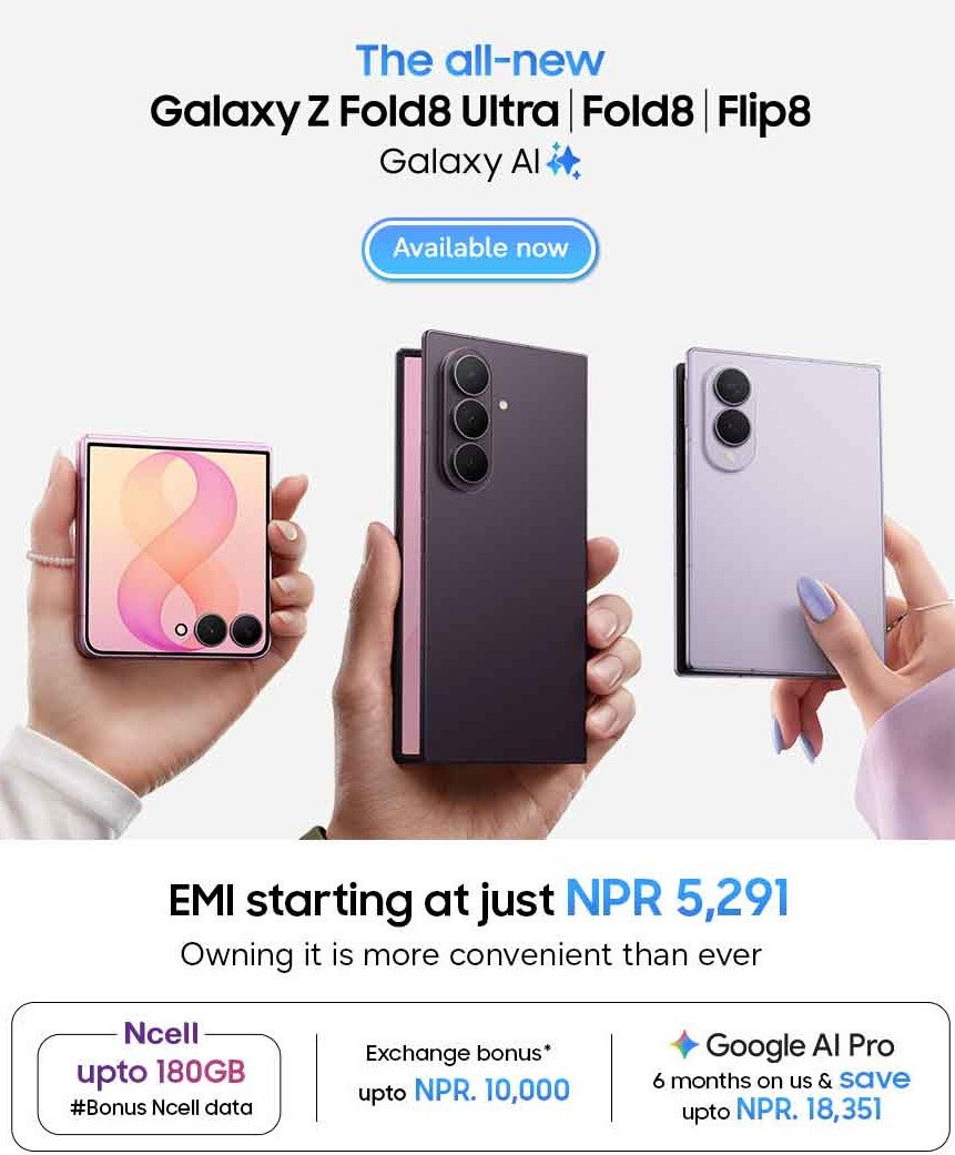 नेपालमा Samsung Galaxy Z Fold8 Ultra, Flip8 र Watch सिरिज उपलब्ध: २४ महिनाको इएमआई सुविधा