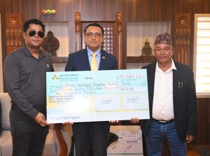 हाइड्रो जेट दुबईका संचालक विष्णु पुडासैनीद्वारा प्रधानमन्त्री राहत कोषमा ५१ लाख बढी सहयोग