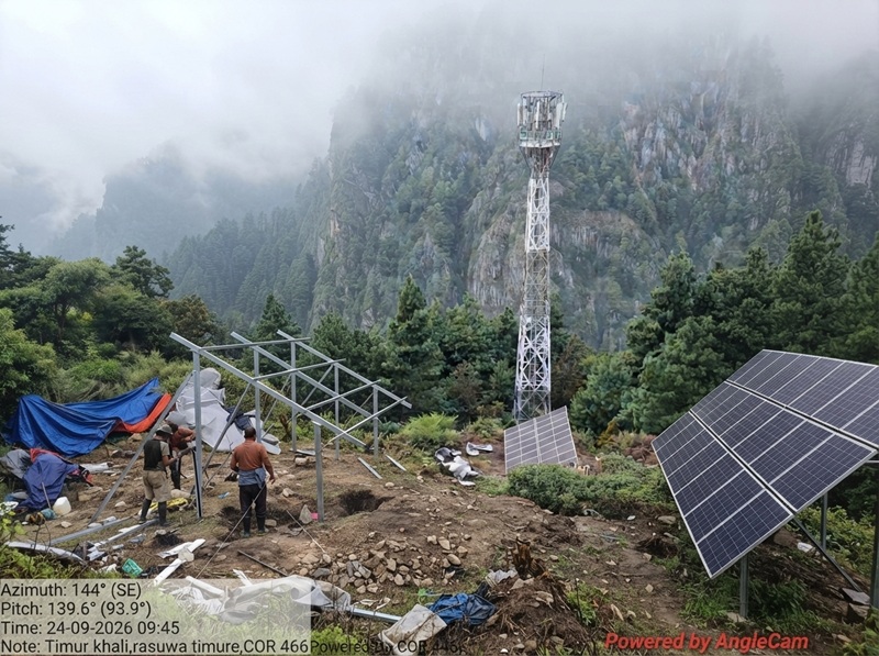 नेपाल टेलिकमको टिमुरे टावरमा सोलार प्रणाली जडान: दूरसञ्चार सेवा अब नियमित
